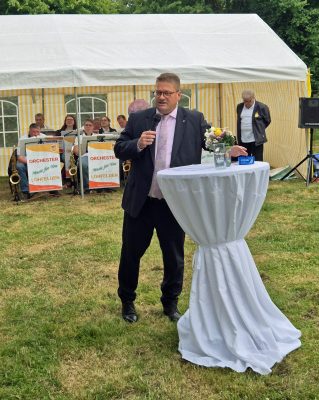 Traditionelles Sommerfest Polizeipräsident Marco Bärtl bei seiner Begrüßungsansprache